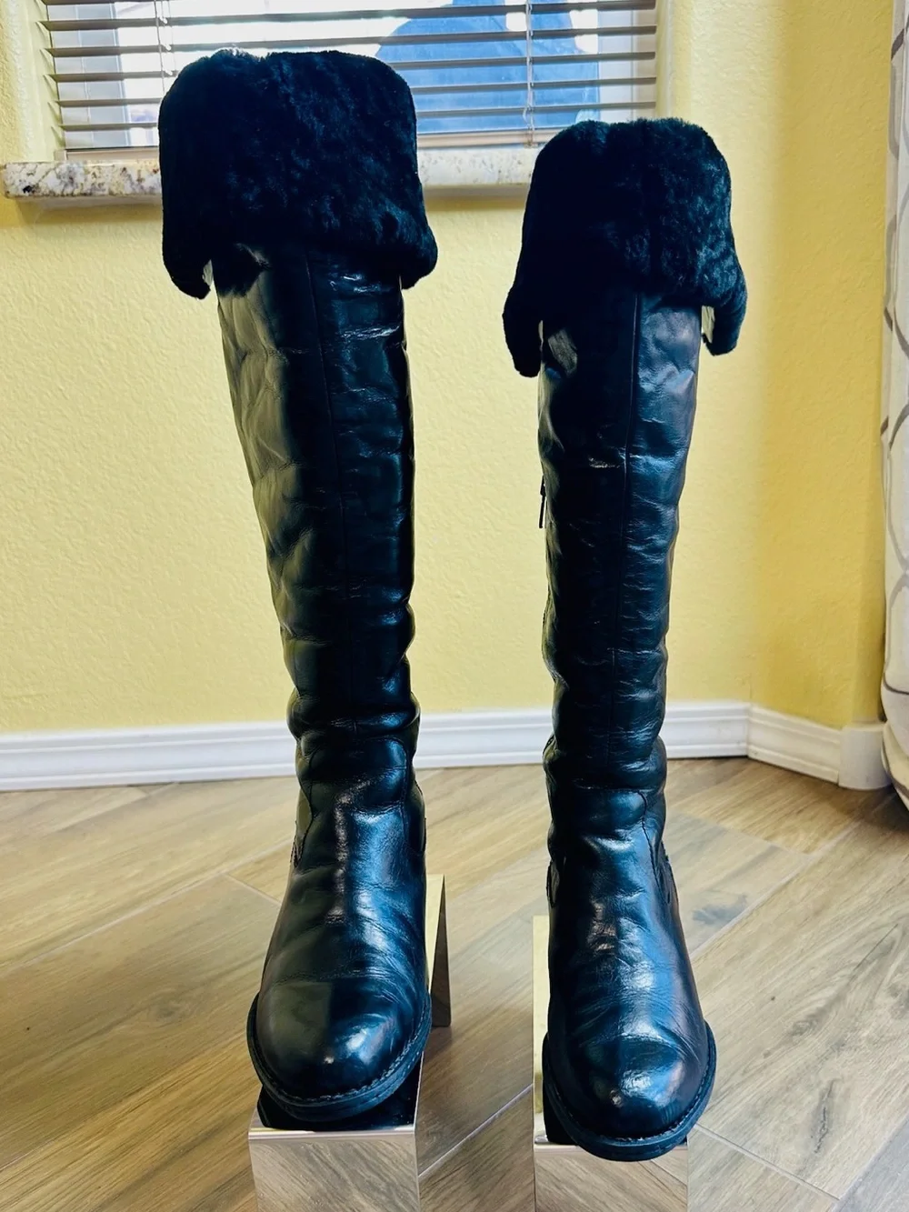Born Aleksi Genuine Lambskin Black Leather Boots